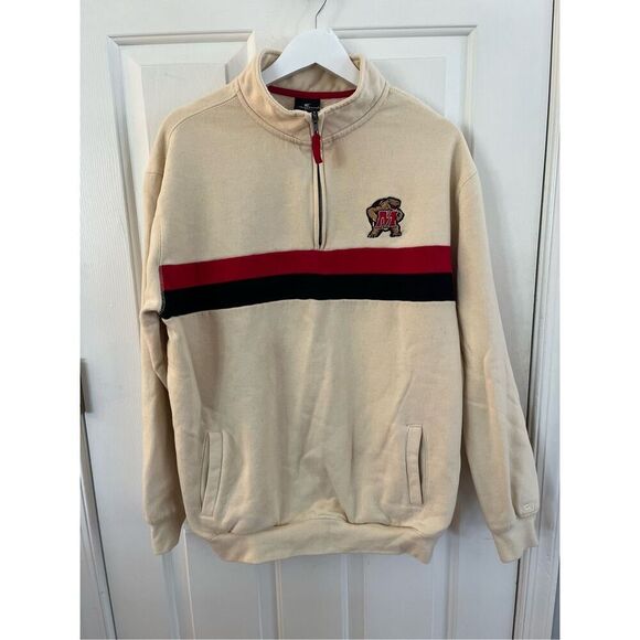 Colosseum Maryland Terps Cream Quarter Zip Pullover sz XL - Picture 2 of 8